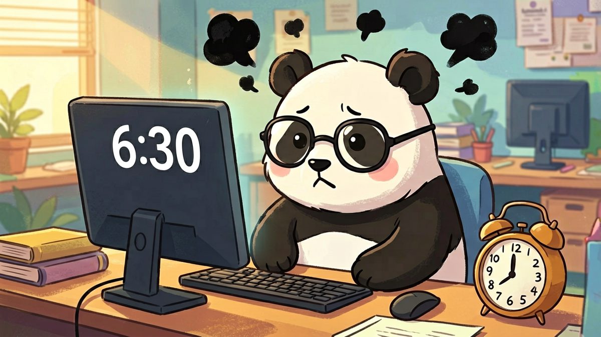 周一早上被闹钟吵醒时，我就是这只熊猫