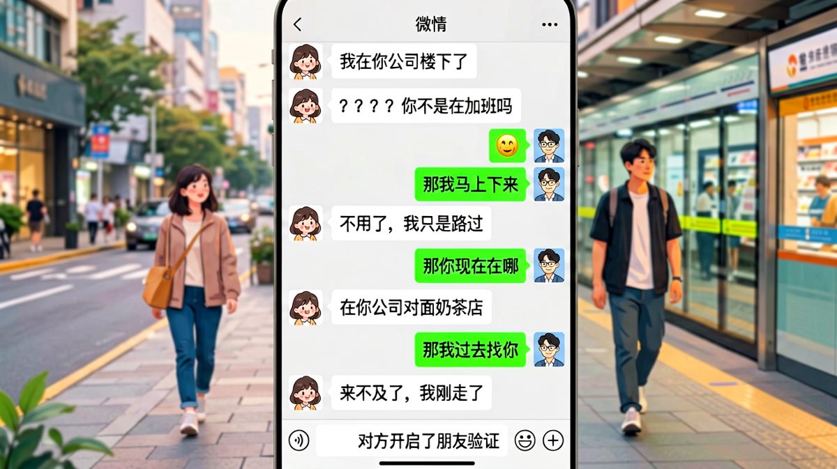 女生假装出现在男生公司楼下，最后竟把他拉黑了