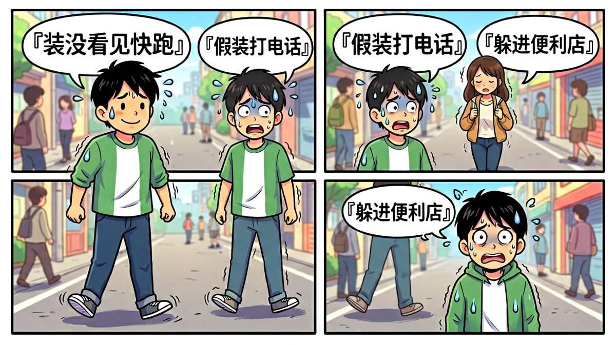 社恐巅峰时刻：看见熟人后的内心大战争