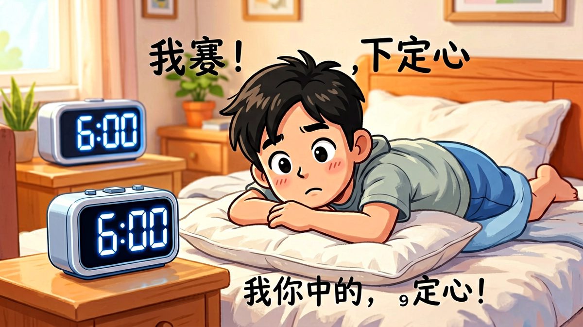 闹钟响起，雄心勃勃的一天开始了。