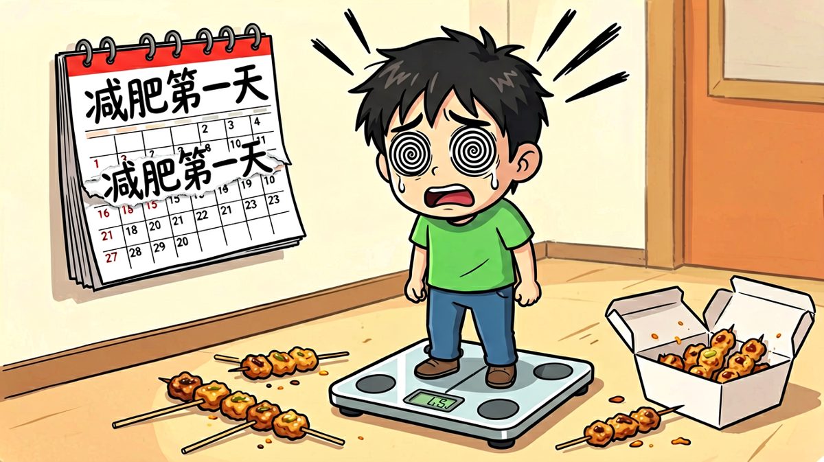 第二天上秤，发现不仅没瘦还胖了三斤。