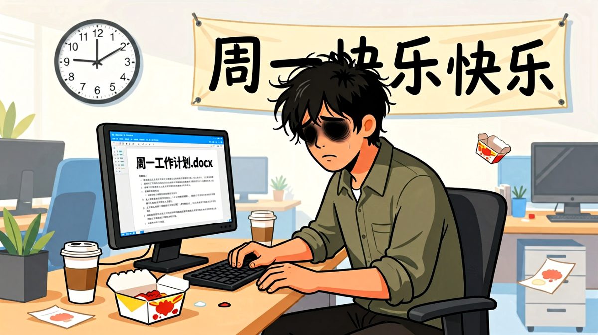 周一早上的打工人，灵魂已离家出走，只剩躯壳在打卡