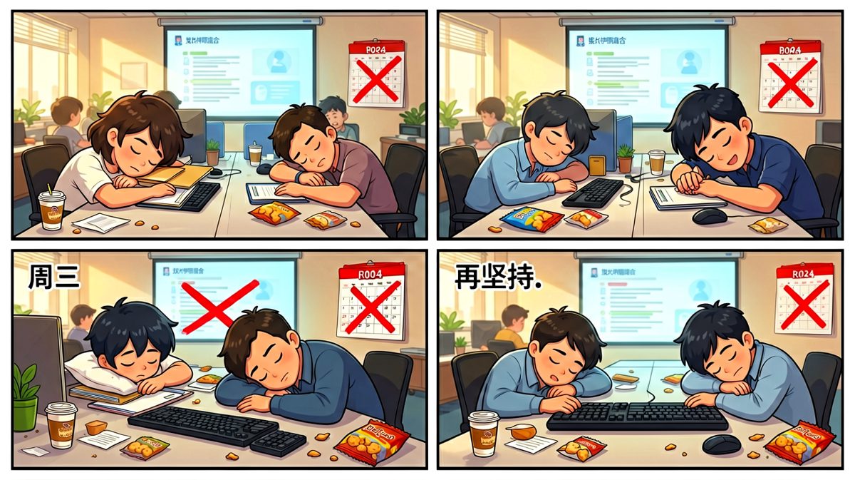 周三的灵魂状态：人在工位，心已放假，等一个周五的救赎