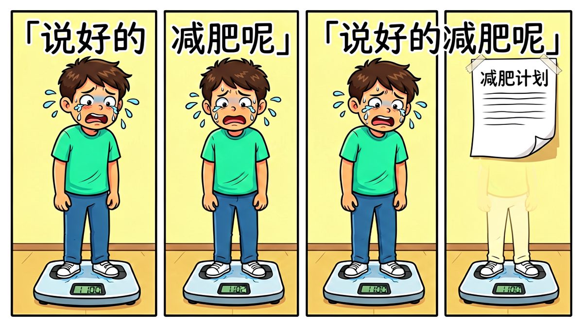 结局：减肥计划的第一条是——明天再减。