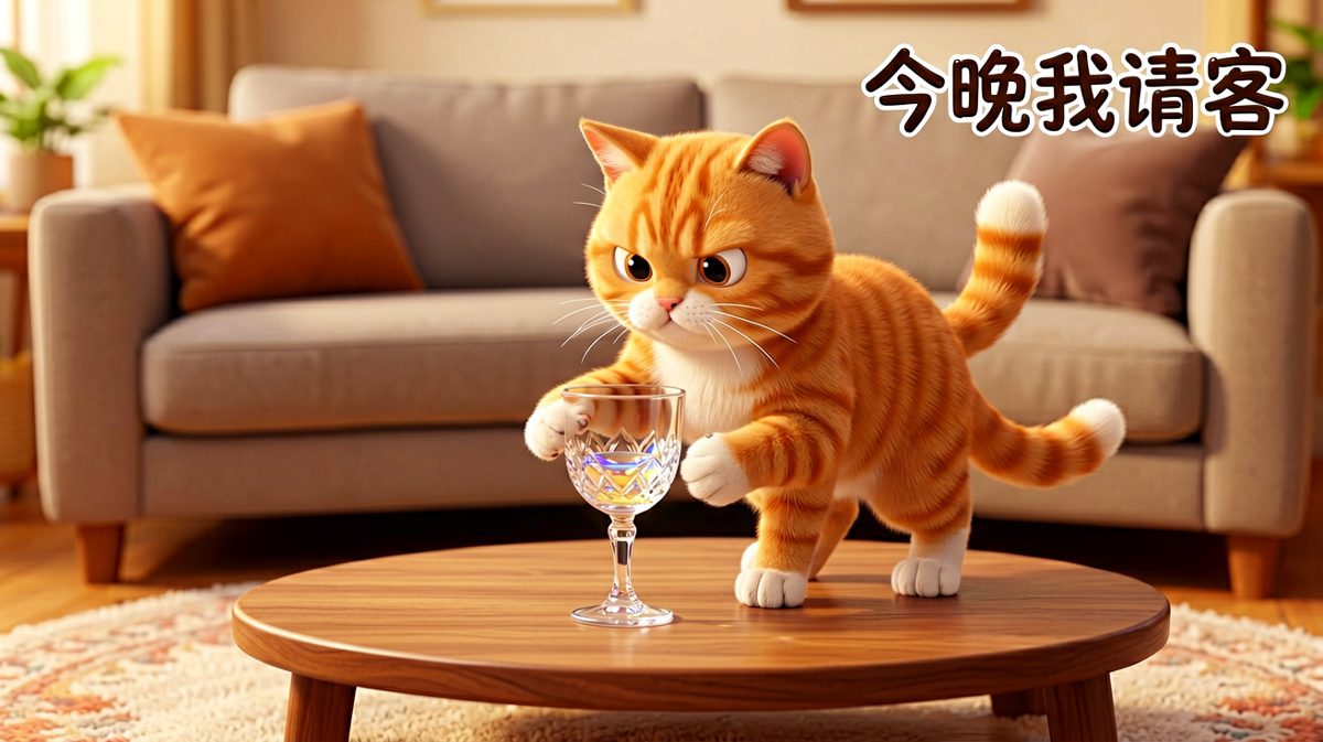 猫咪自封'西餐厅VIP'，结果碗里的猫粮一口没动。