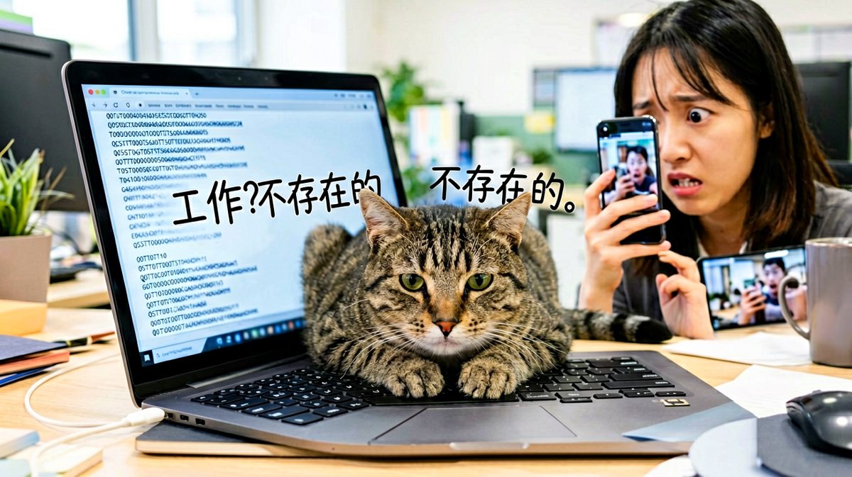 猫咪认为主人的重要会议需要它的亲自监督。