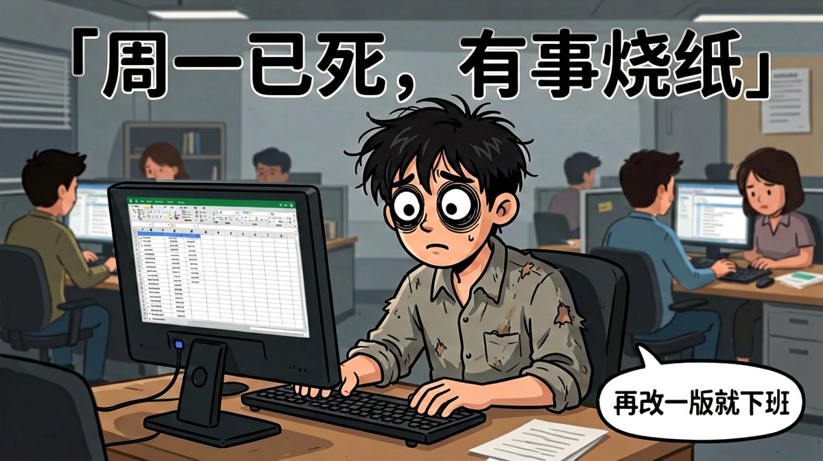 周一早晨的打工人，灵魂还在床上，身体已被闹钟绑架。