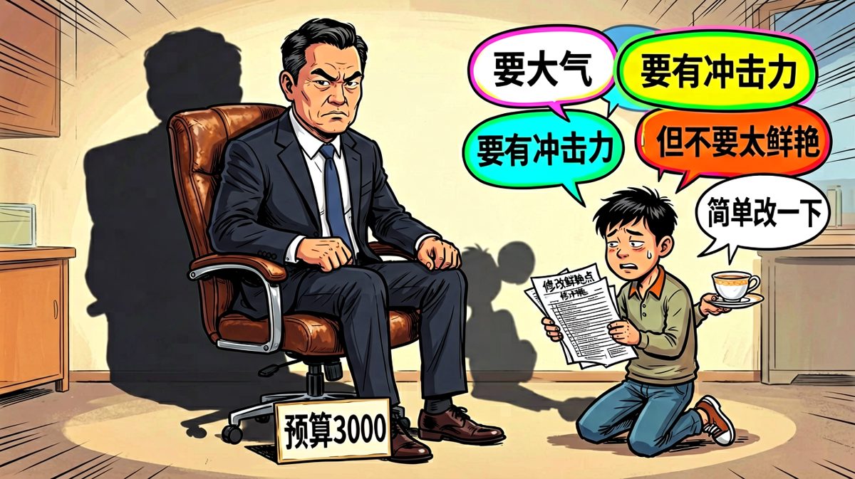 甲方：我觉得可以再大气一点。设计师：？？？