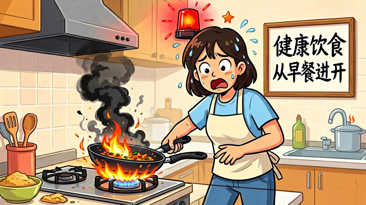 第二格：烟雾报警器成了早餐最佳伴奏