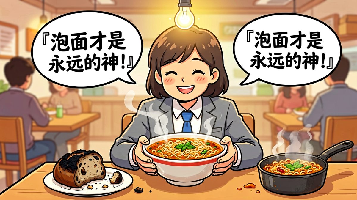 第四格：历经千帆，最终回归泡面，真香！
