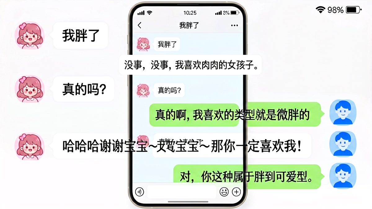 女生吐槽自己胖，男生温柔安慰后神级反转，令人哭笑不得。