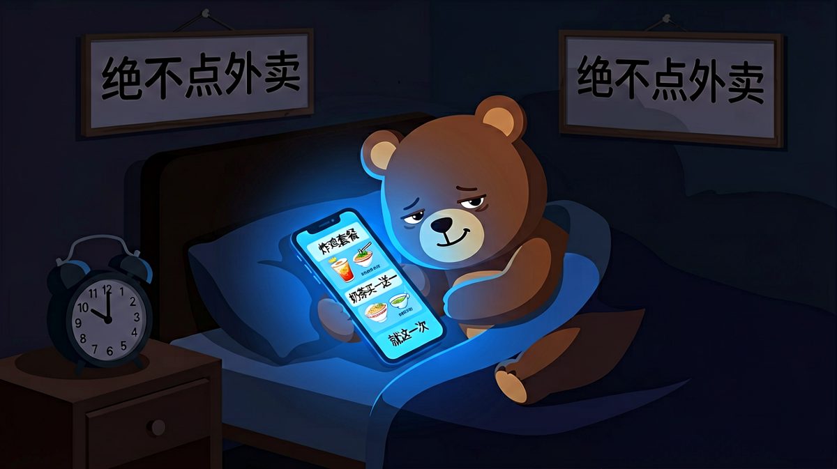 凌晨两点：就点一顿，明天再减……