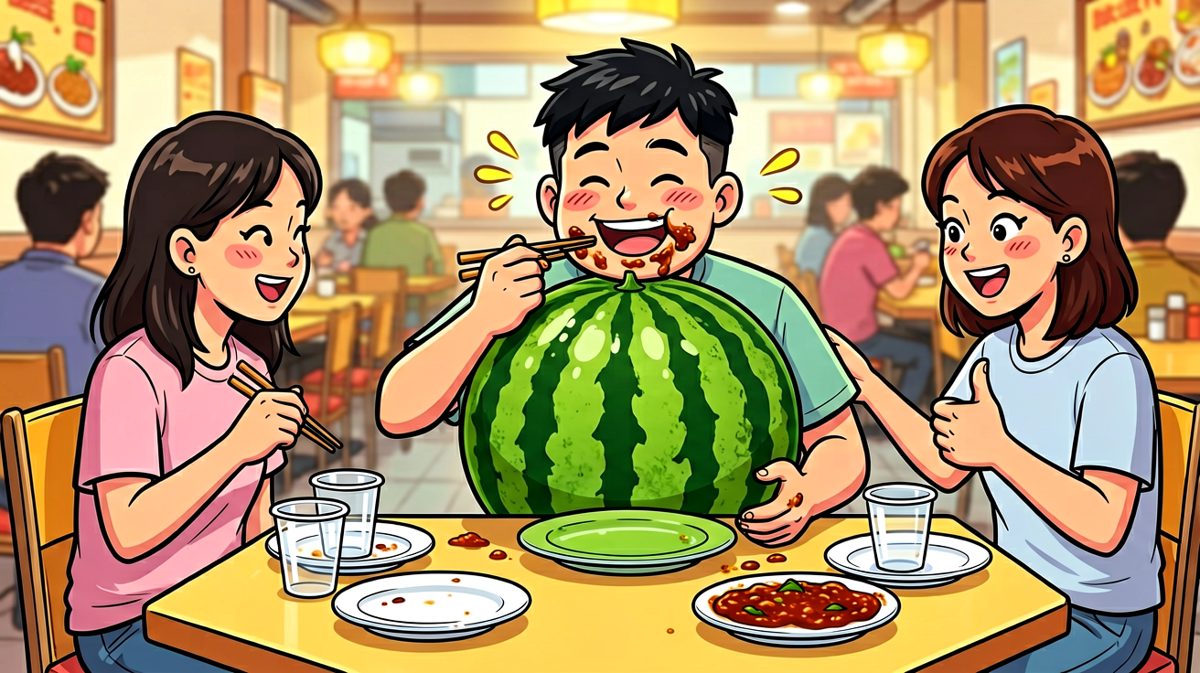 不知不觉之间，食物全进了肚子。