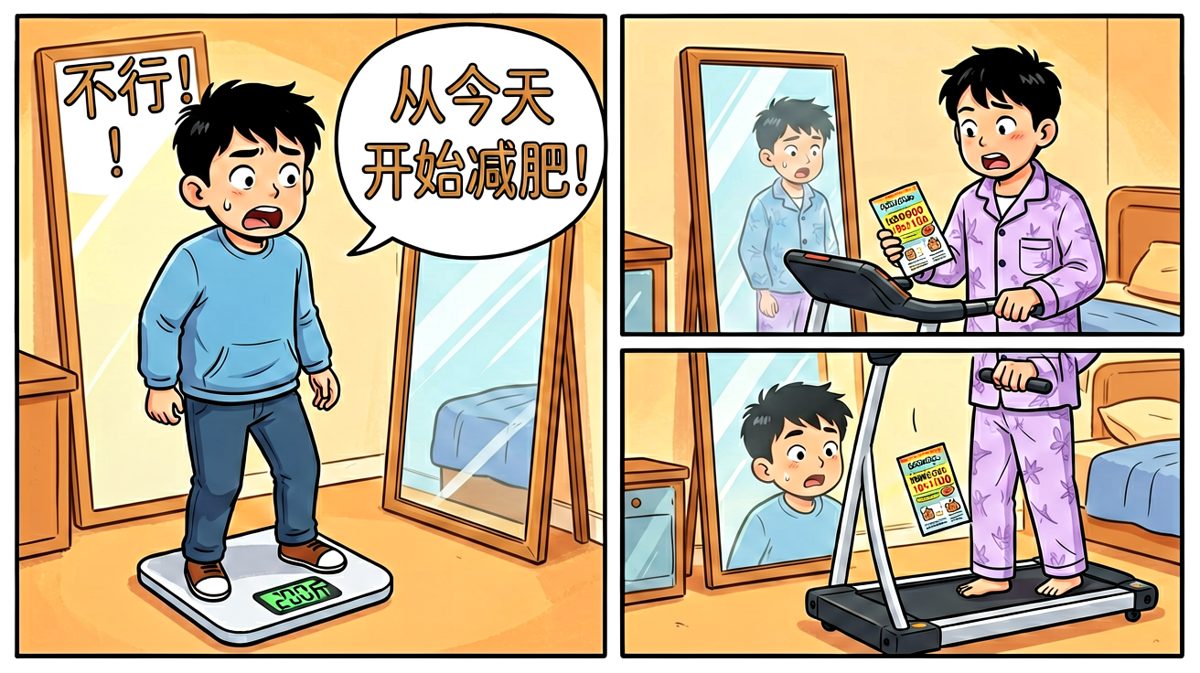 主人公雄心勃勃立下减肥誓言