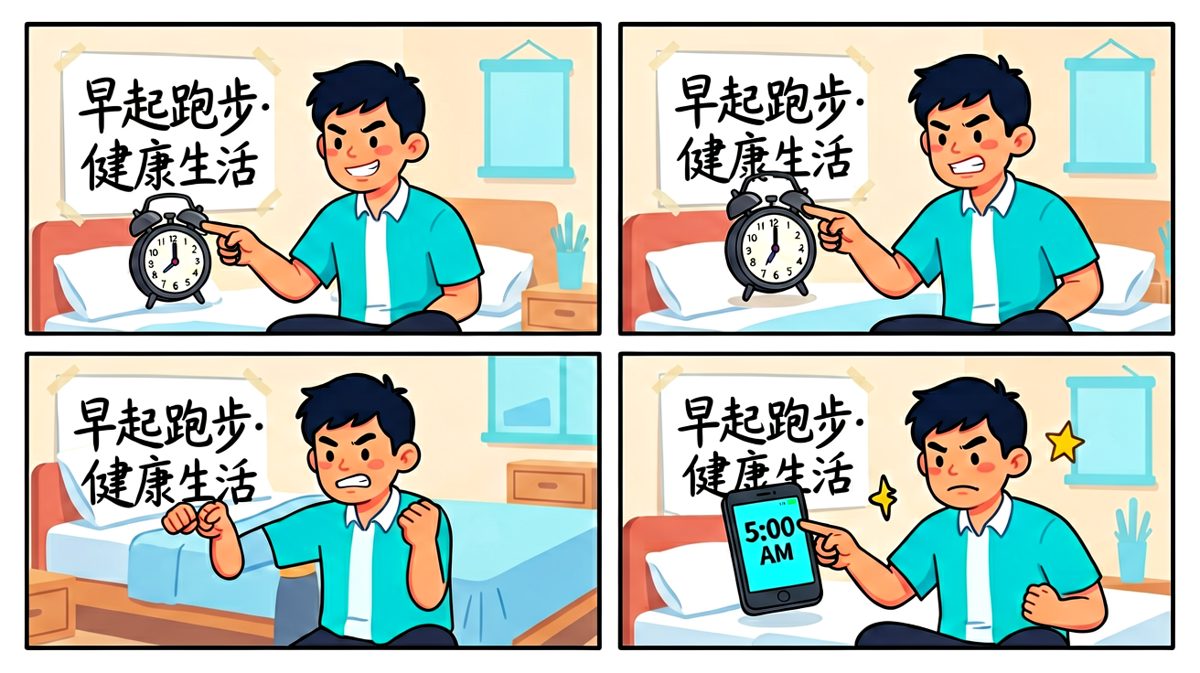 雄心勃勃设定闹钟，立志开启健康人生