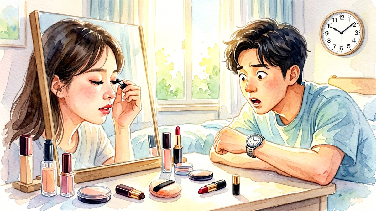 男生以为约会时间到了结果女生还在化妆两小时的经典反转