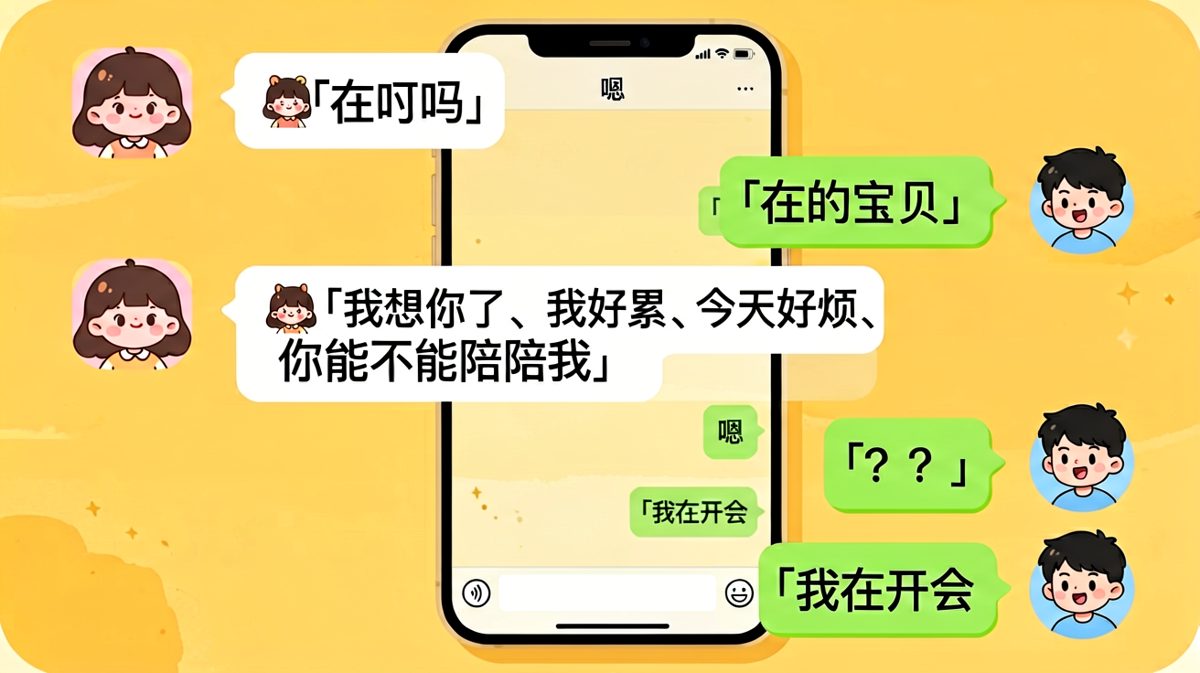 「在吗」引发的血案——女生小作文配男生单字回复的经典崩溃现场