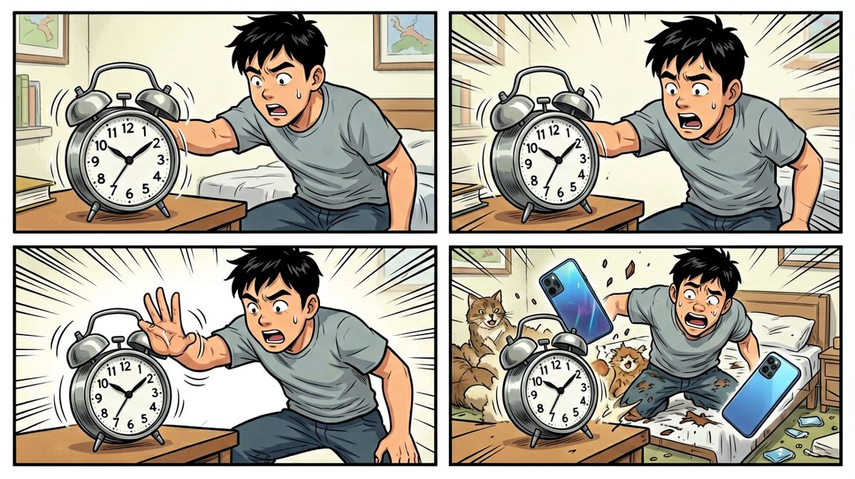 本想关闹钟，顺便送走手机