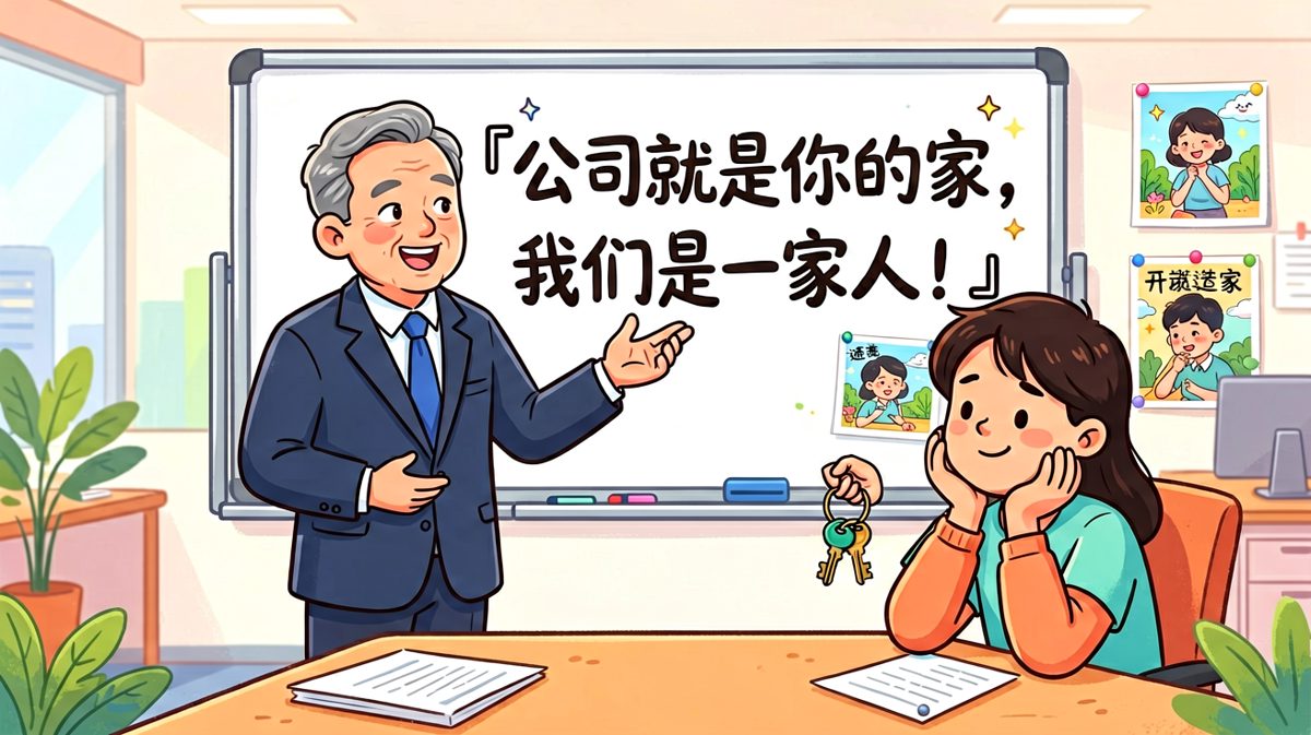 老板：公司是我家！员工：那我可是房东。