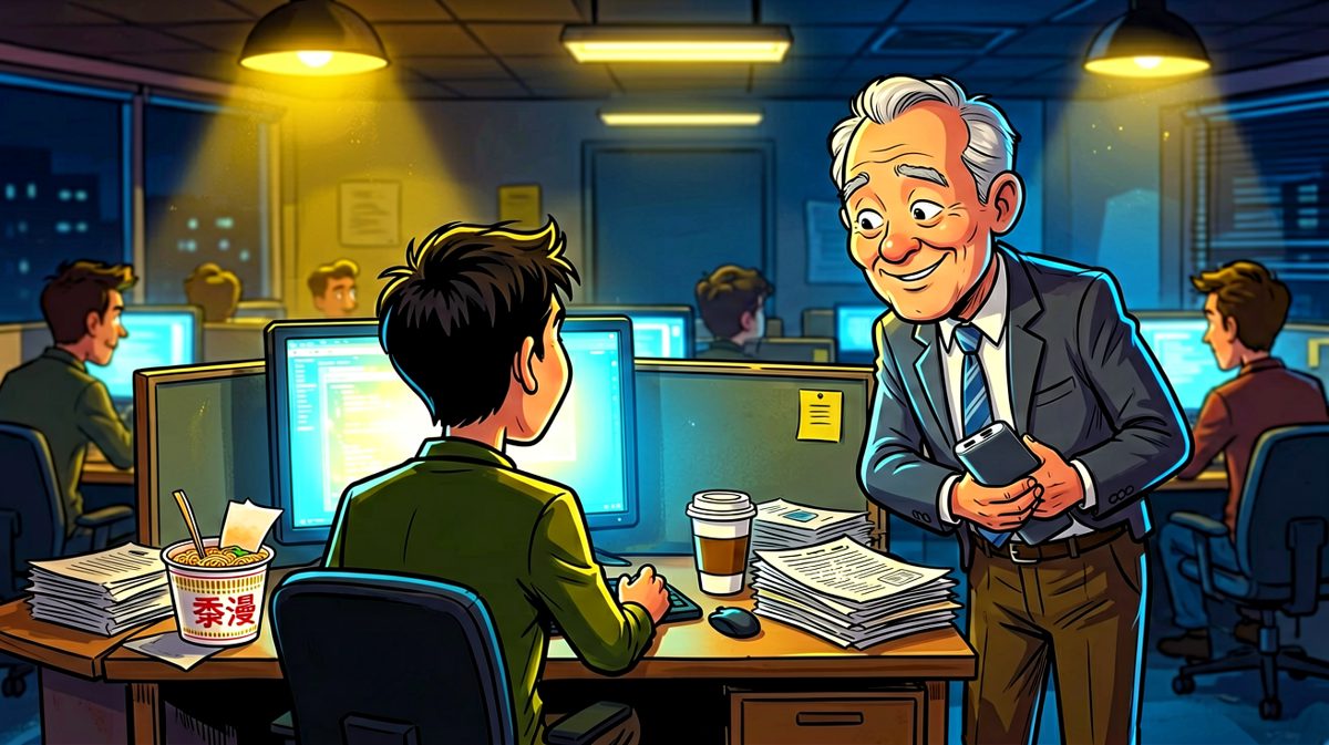 老板：怎么还没走？员工：在充电，公司电量告急我得续上。