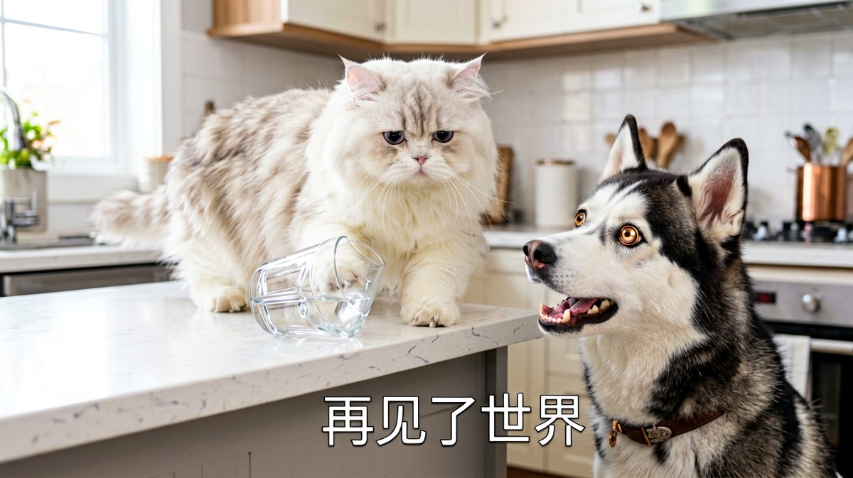 波斯猫：这不是摔玻璃杯，这是在进行重力实验