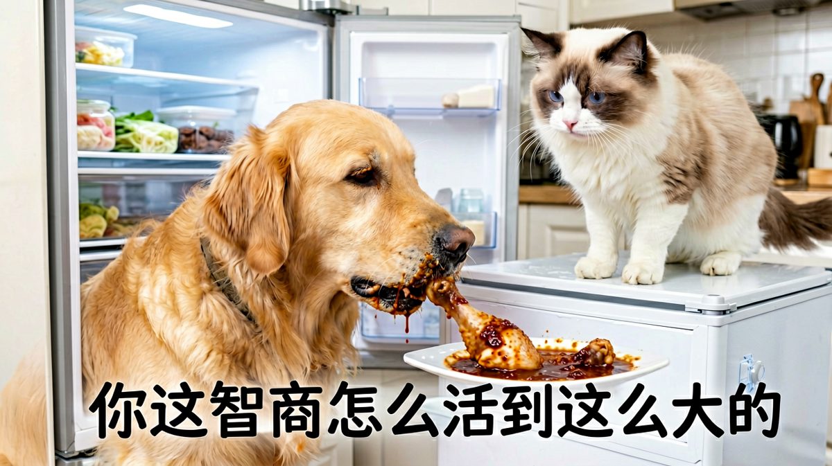 金毛：我没偷吃我只是在帮鸡腿进行酱油沐浴