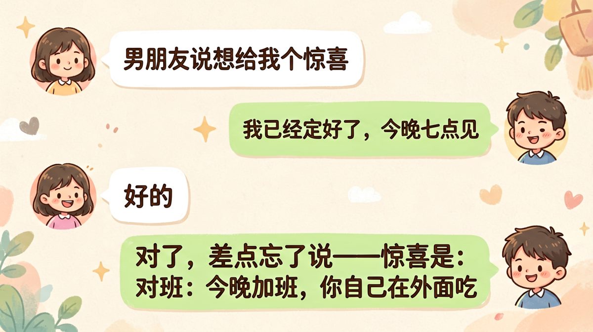 他准备的惊喜，是让我自己吃饭