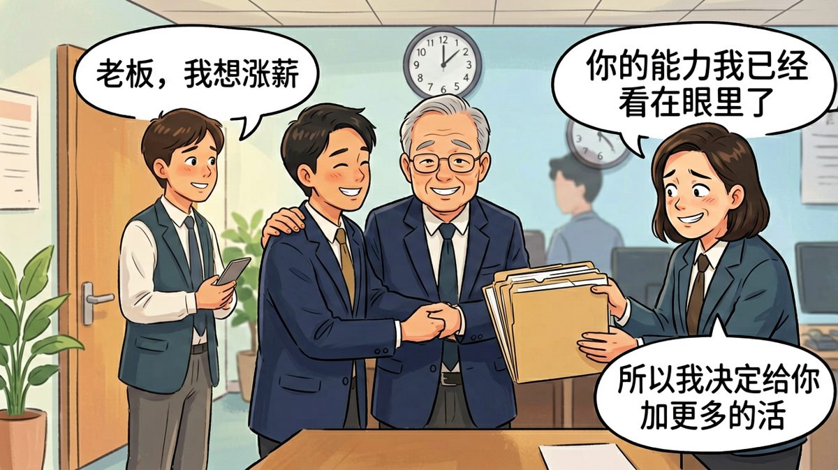 员工：我想涨薪！老板：好，我给你加更多的活。