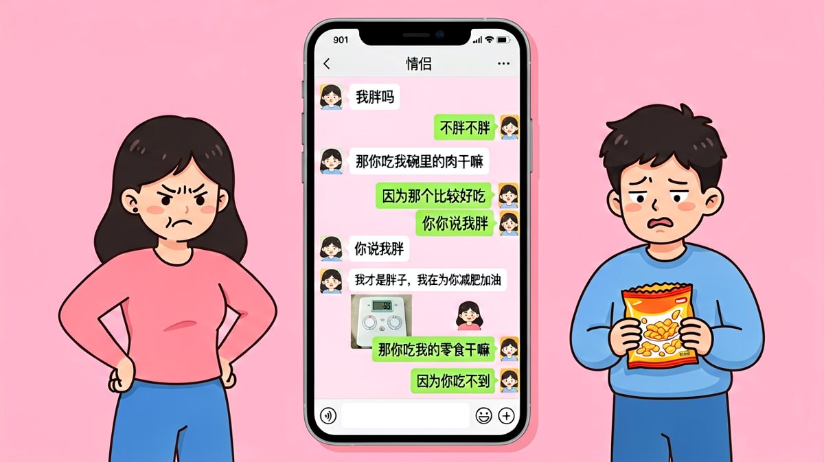 减肥神反转：男朋友自曝体重是女生两倍还吃她零食