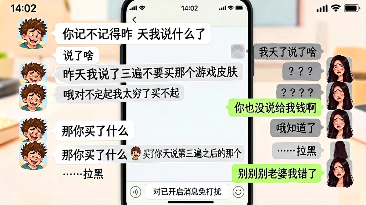 男生完美避开所有重点，精准踩雷让女生直接拉黑。