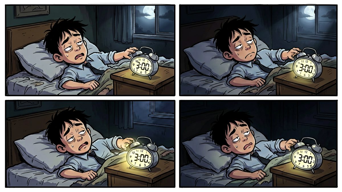 闹钟响了，阿强睡眼惺忪地去按掉
