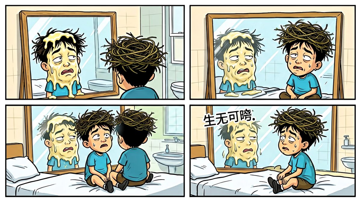 起床照镜子，发现脸被睡偏了……