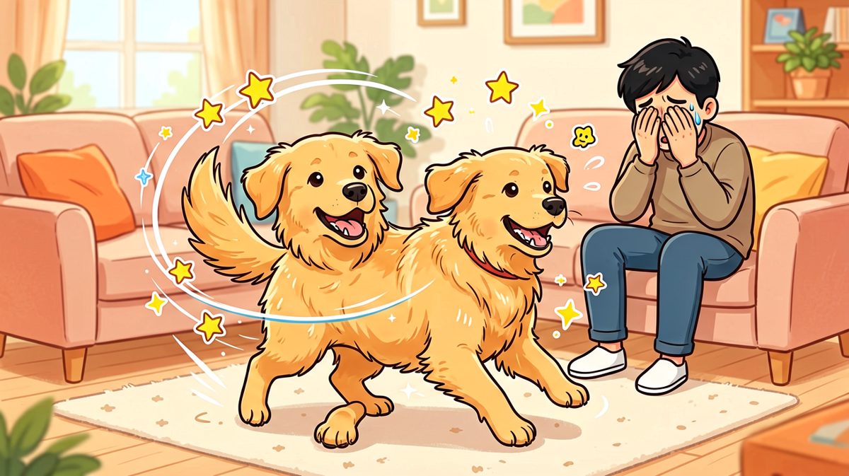 狗：只要我转得够快，烦恼就追不上我。