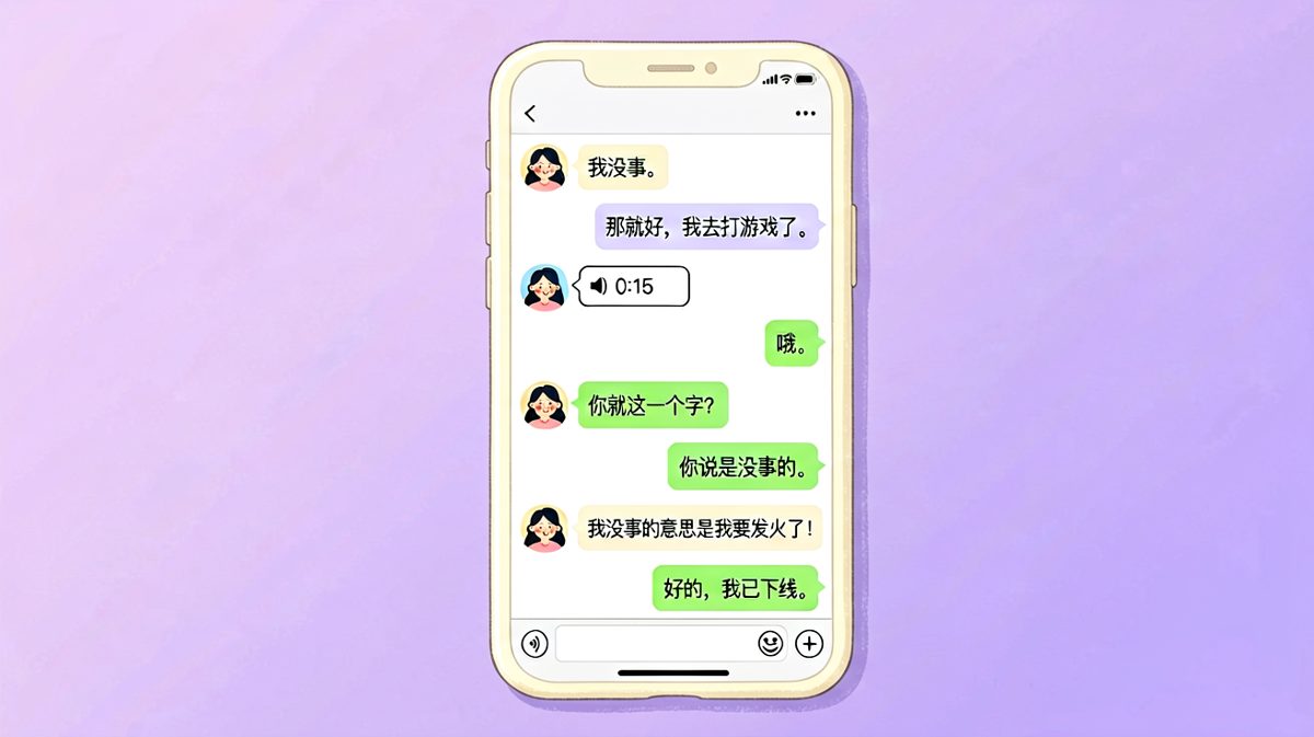 '我没事'等于'我要发火了'的终极解读