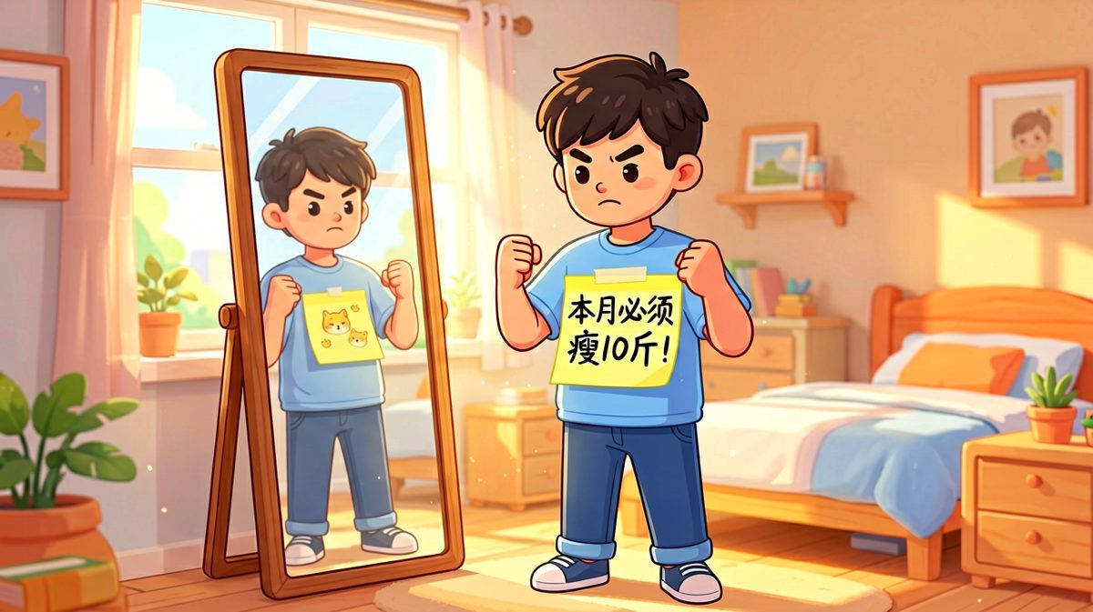 清晨立下减肥flag，气势满满。