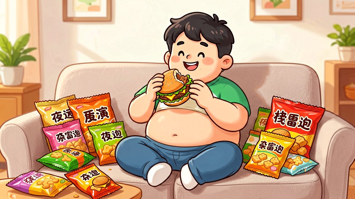 吃饱喝足，幸福到模糊。