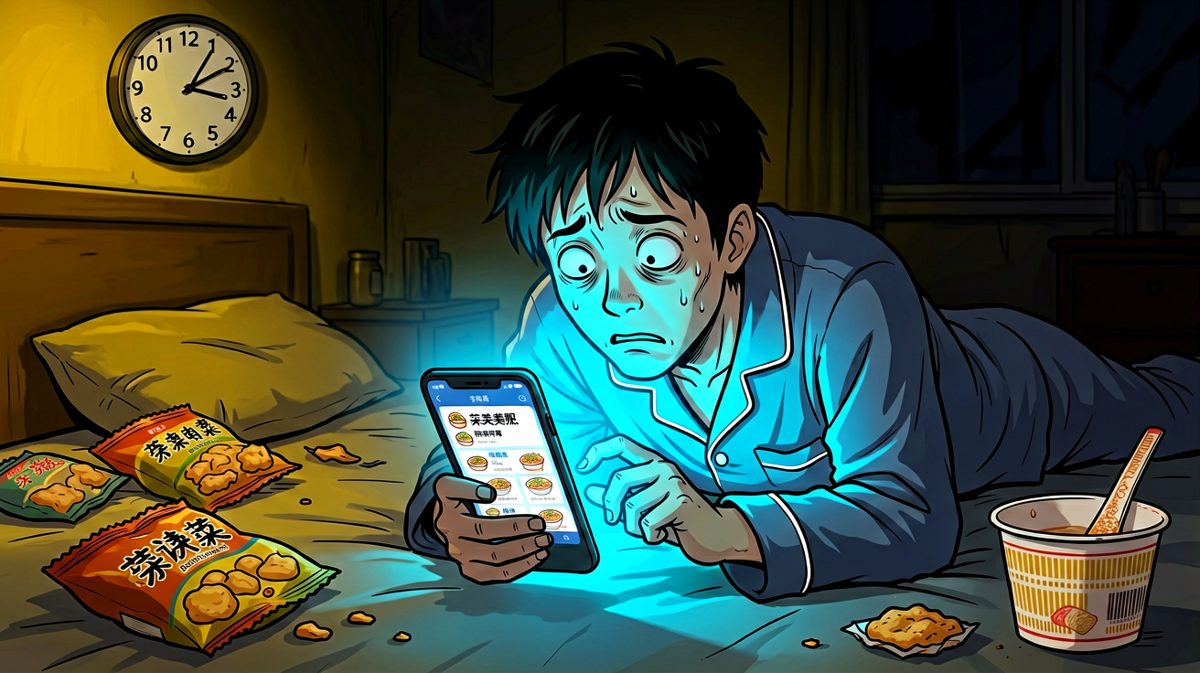 深夜11点47分，某人饿得睡不着，开始刷外卖APP。