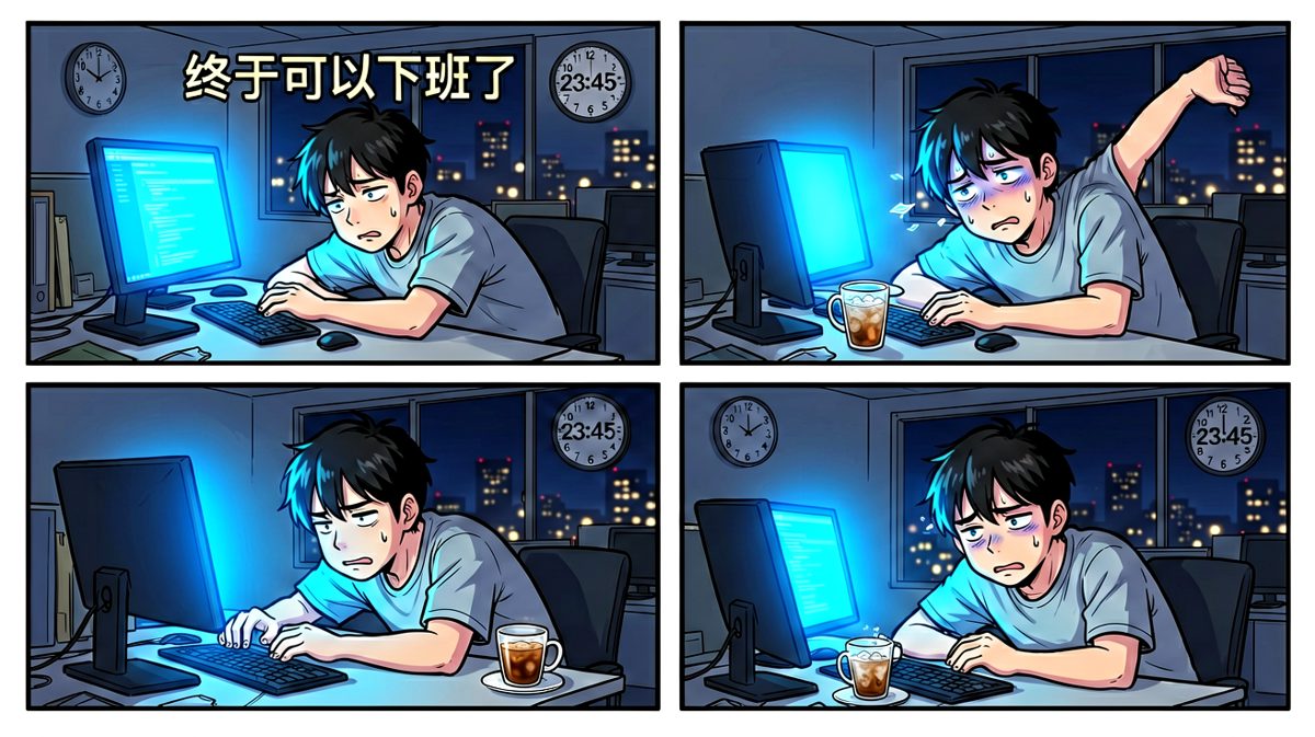 深夜加班终于结束，肚子开始咕咕叫