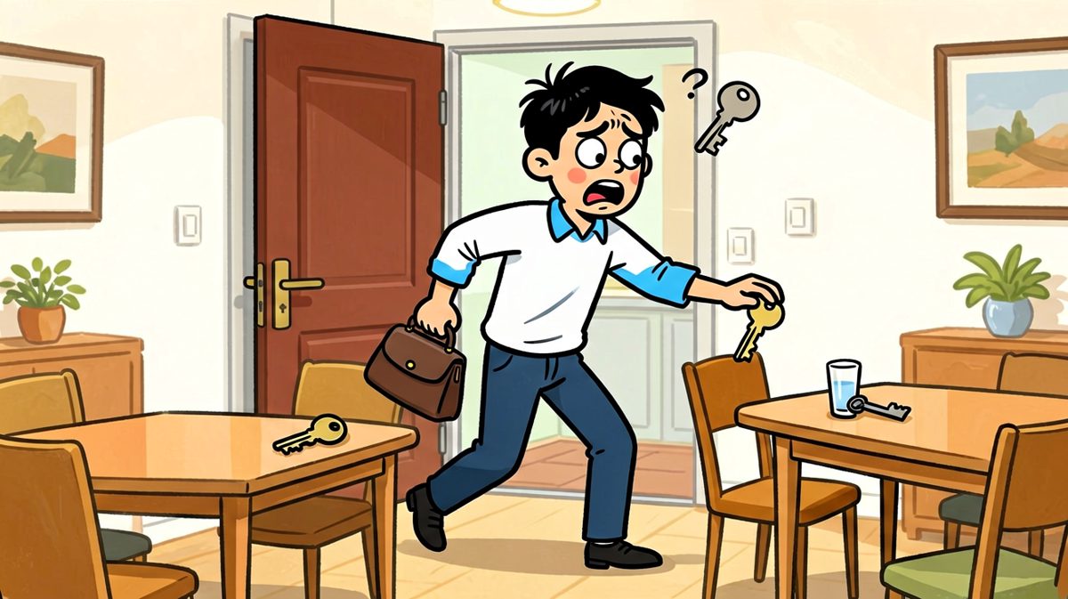 冲到门口才发现钥匙忘拿了，人生崩塌