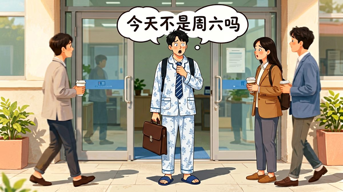 结果今天根本是周末——一切白费了。