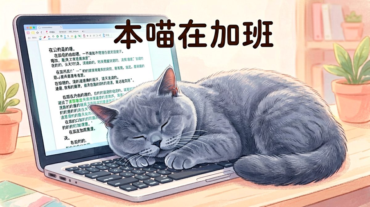 猫咪霸占键盘陪主人加班的呆萌画面