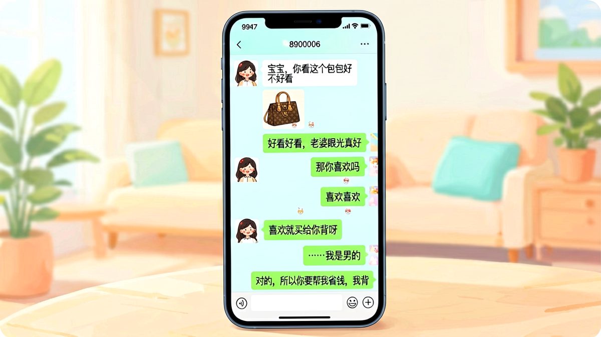 女生套路男生夸包包结果自己拿下