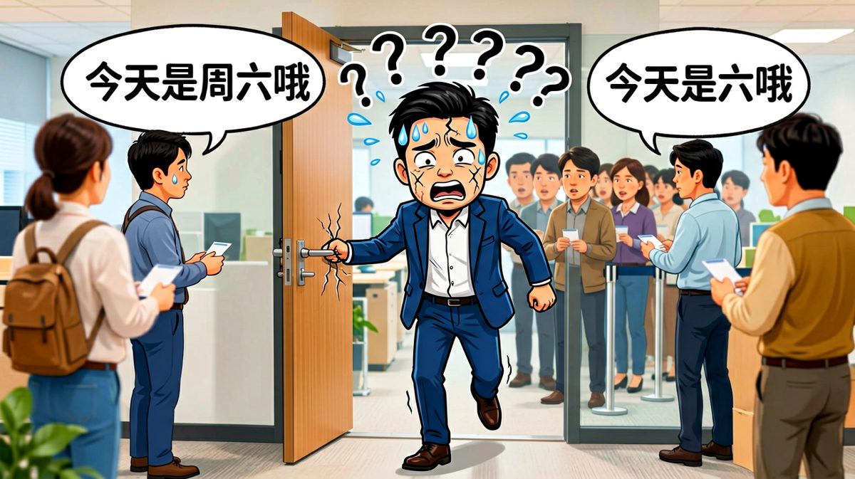到达公司：今天是周六