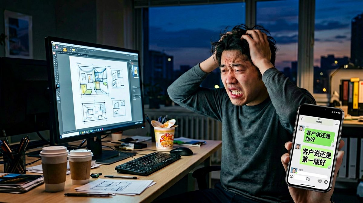 改了十二版之后，客户告诉我第一版就很好