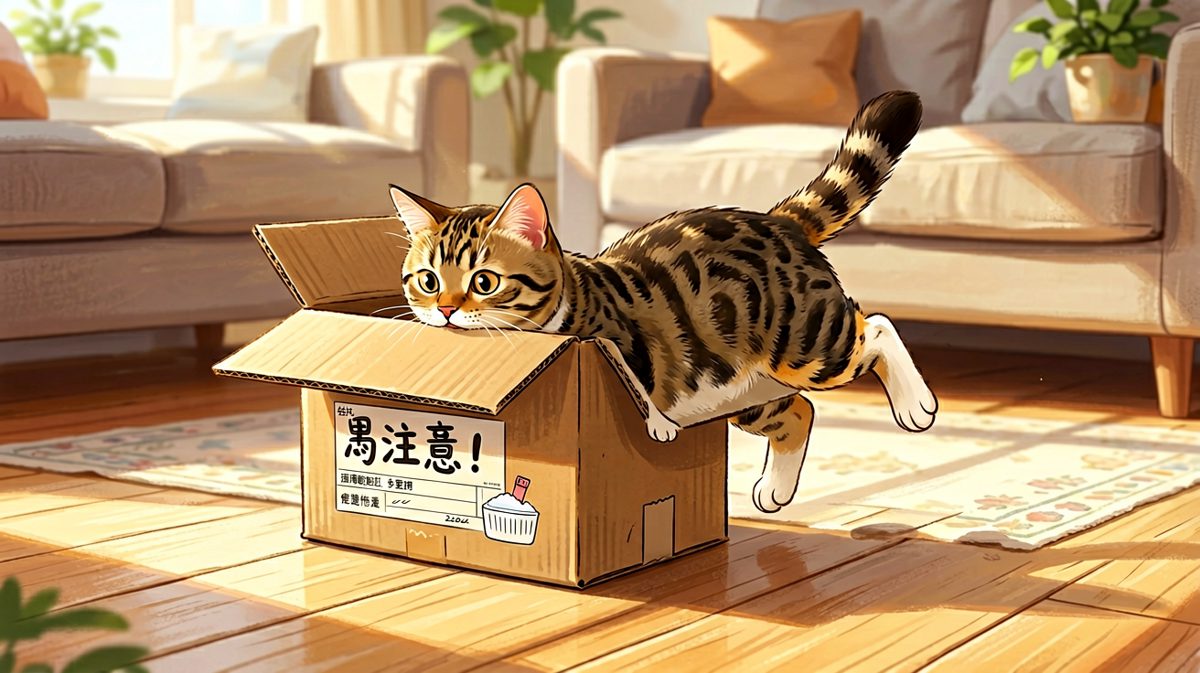 猫咪：只要我缩得够快，箱子就会变小