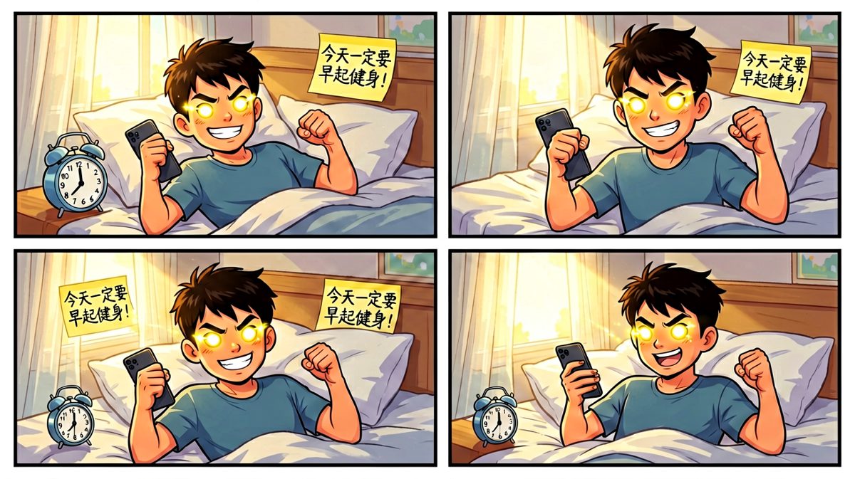 闹钟响起，立志今天要改变人生