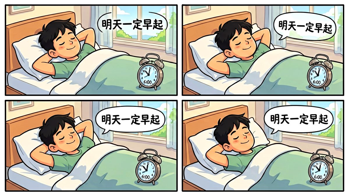 没关系，明天一定早起！（循环开始）