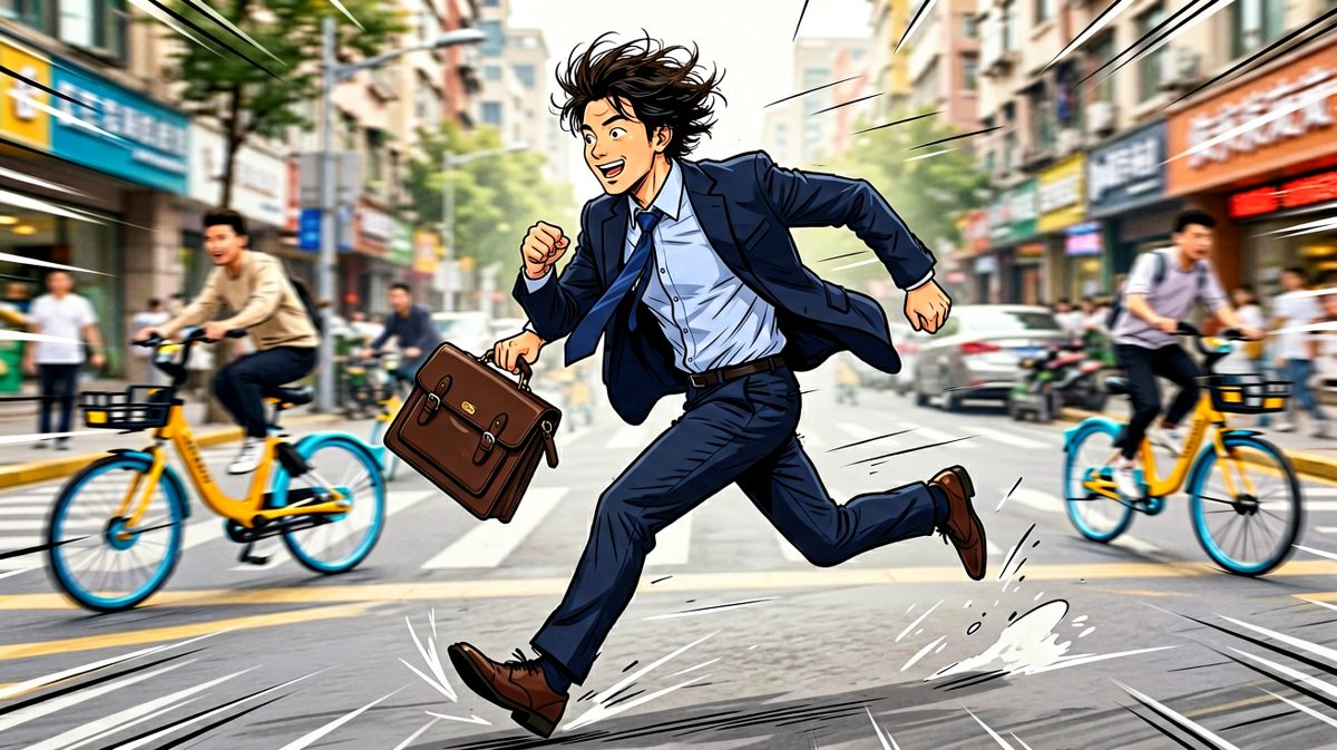 百米冲刺赶往公司！