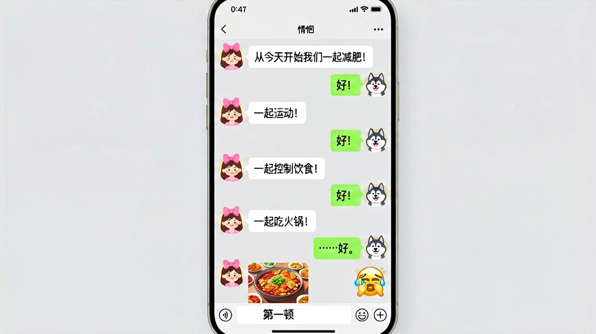 减肥计划的第一顿就破功，男生从坚定到崩溃的全过程