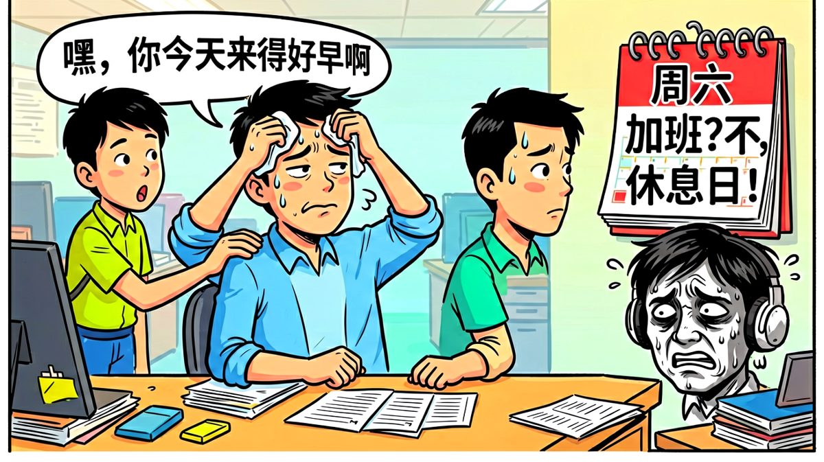 到达公司才发现——今天居然是周末，一周的早起全都白搭